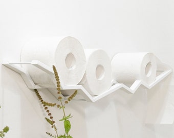 Toilet paper holder shelf wc roll wall mount wood floating rack for bathroom zigzag