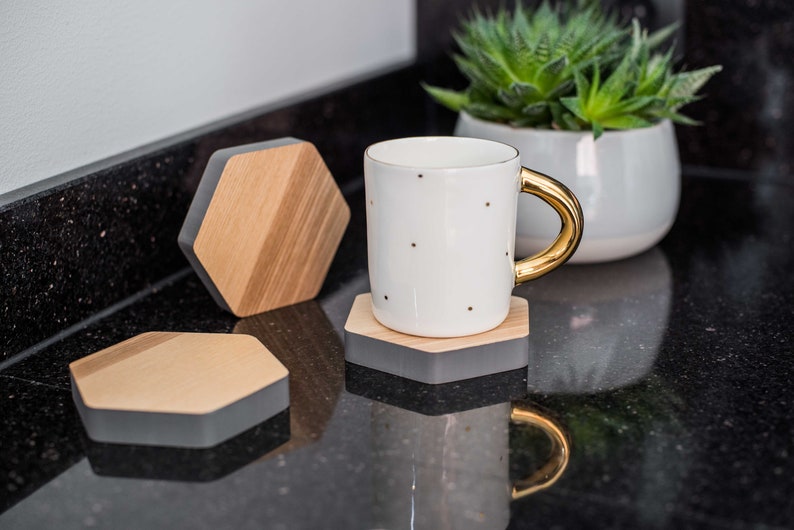 Glass coaster hexagonal coaster wooden coaster drink coaster for glass hardwood trays natural wood coaster tea coaster