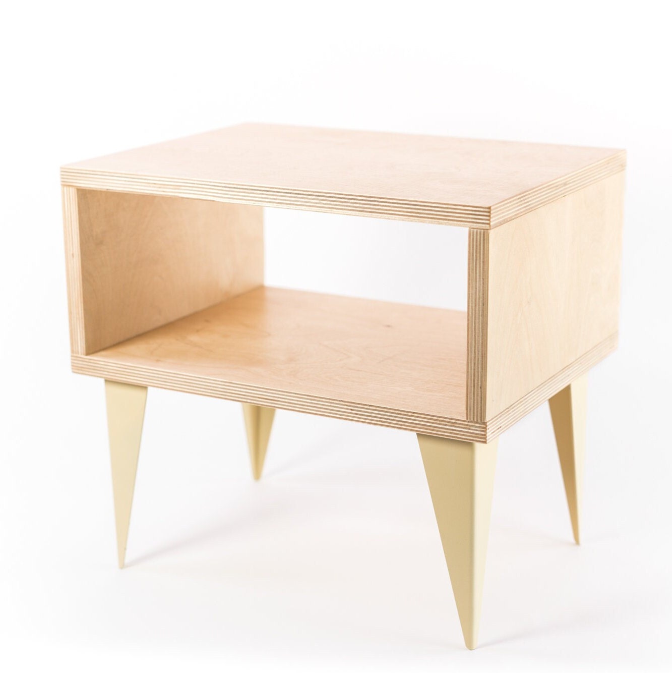 Nightstand End Table Bedside Wood Shelf With Metal Legs Table Etsy