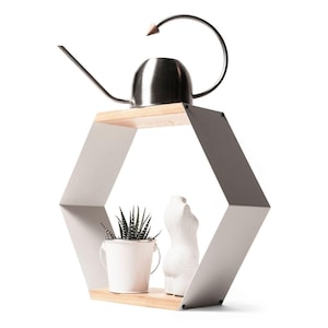 Hexagon shelves floating wall shelf geometric wooden metal honeycomb shape modern holder