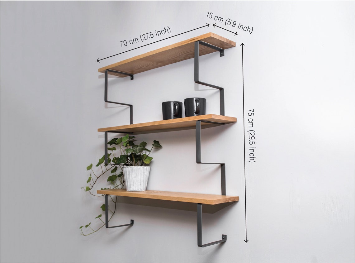 Floating Wall Shelf Wooden Hanging Geometric Book Wandregal Etsy