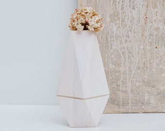 wood vase flower Decorative standing solid wooden geometrical  vases accessories for twig