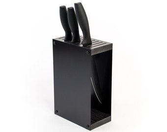 Soporte para bloques de cuchillos estante universal soporte de exhibición vacío diseñador de acero coloreado y madera de pie sin cuchillos