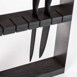 Messerblockhalter für Küchenmesserständer ohne Messerhalter Holz und Metallmesseraufbewahrung Bild 10