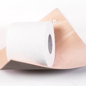 Modern Toilet Paper Roll Holder with Shelf, Ottoson Toilet Tissue Holder  for Bathroom, Toilet Paper Holder Stick on Wall, Black and Gold Finish