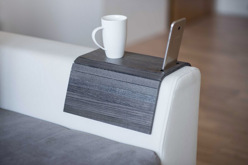 Sofa Table Arm Couch Tray Wood