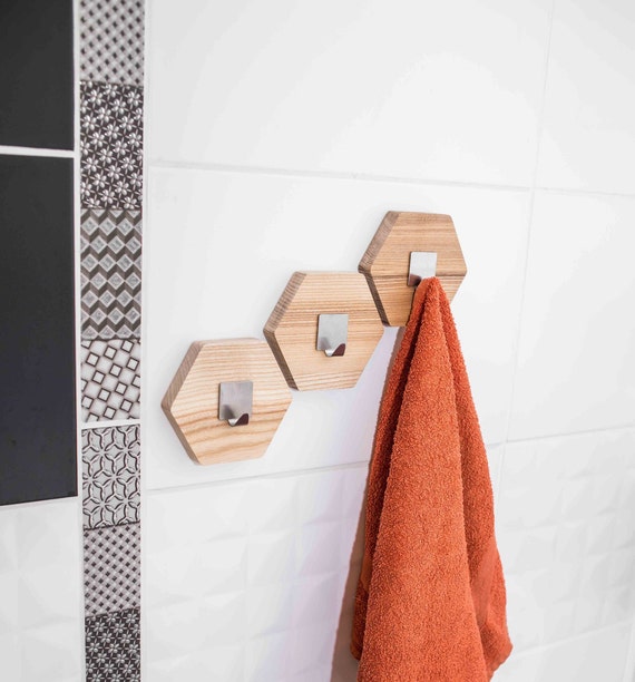 Handdoekhaak hout muur badkamer handdoeken rek -