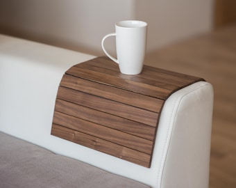 Sofa arm tray table couch bedside wood coaster coffee cup foldable protector mat tv chair armrest caddy tables trays