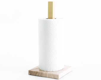 Marble paper towel holder, kitchen roll stand, vertical standing (light)