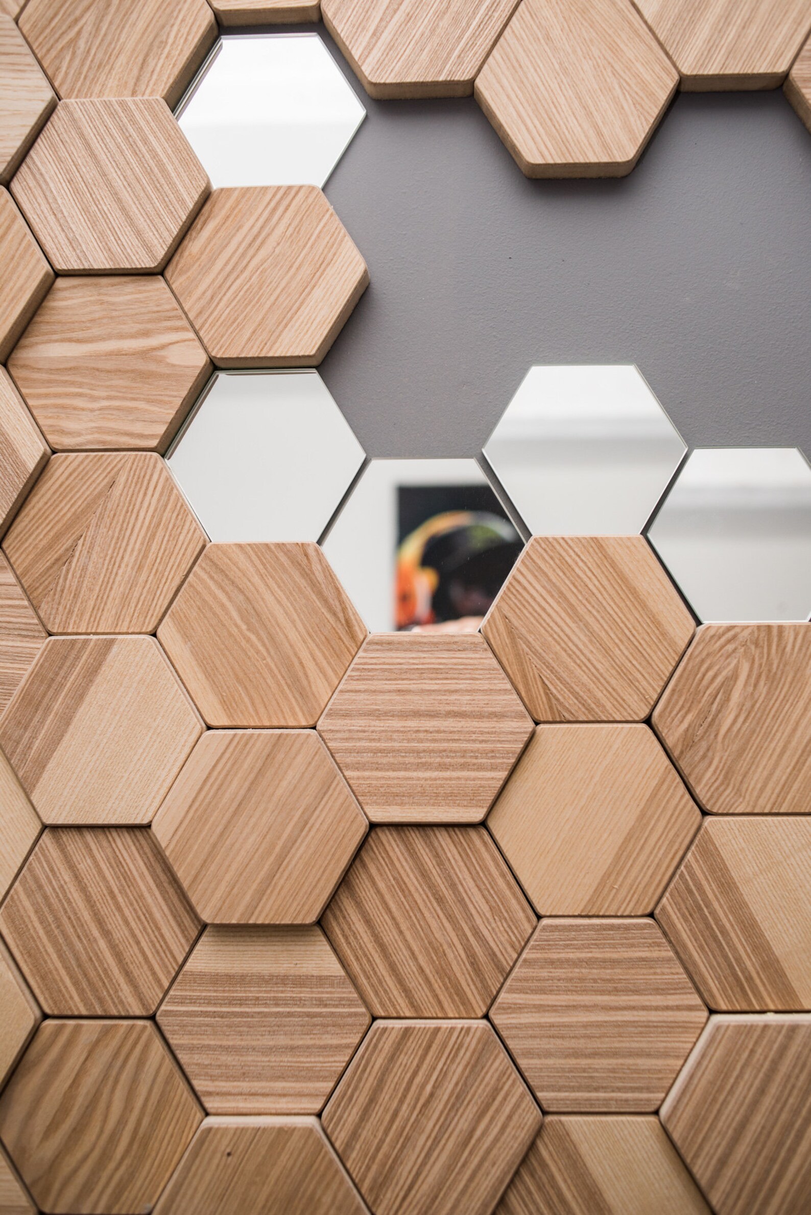 Wood hexagon wall art Decor Modern geometric sculpture Etsy