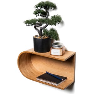 Floating Wall Display Shelf, Modern Bedroom Shelves, Bracketless Small Wooden Shelving, Geometric Hanging Ledge, Invisible Bracket Unit