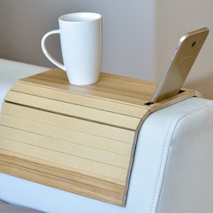 Sofa arm tray table couch bedside wood coaster coffee cup foldable protector mat tv chair armrest caddy end tables trays