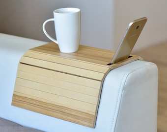 Canapé-bras plateau table de chevet sous-verres en bois tasse à café pliable protecteur tapis tv chaise accoudoir caddy tables de bout plateaux