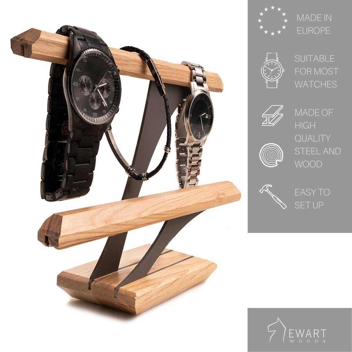 Support Organisateur De Bijoux En Bois Massif Pour Bracelets, Montres Et Colliers - Élégant Et Pratique