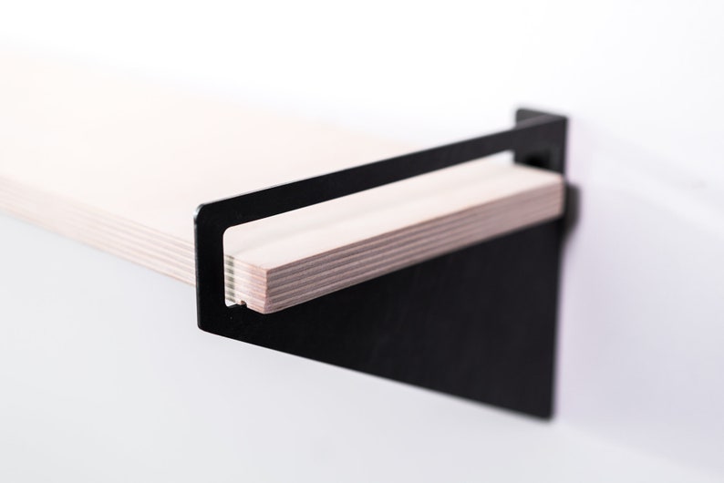 Floating wall shelf brackets Wooden metal hanging geometric book wandregal wall shelves wood modern handmade furniture image 10