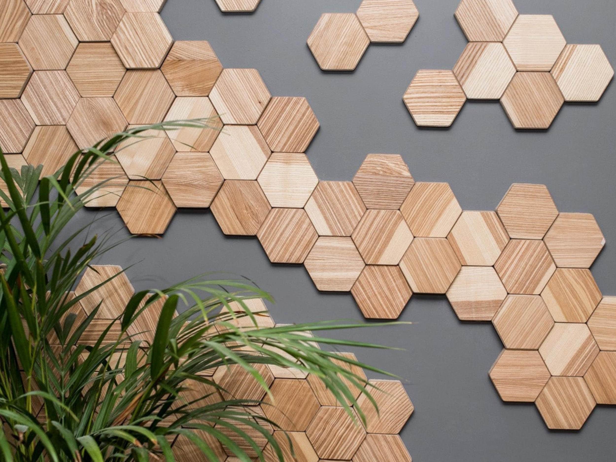 FINGERINSPIRE 30 Pcs Hexagon MDF Bases 2x2.3x0.12 inch Unfinished Hexagon  Wood Pieces Burlywood Blank Wooden Tile Slabs Cutouts Slices Wood Craft  Base