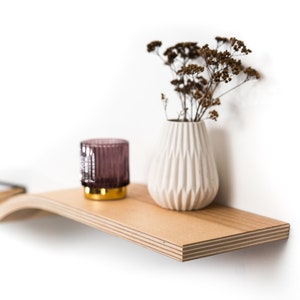 Floating wall geometric shelf book shelves Wood wandregal modern wooden handmade furniture Oak image 5