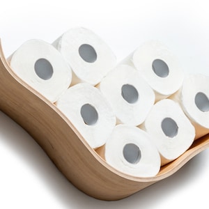 Porte-papier hygiénique, Étagère en bois de chêne, Rangement nuage pour rouleaux de papier toilette, Support mural pour rouleaux flottants, Supports uniques pour salle de bain, Organiseur TP image 1