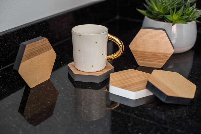 Glass coaster hexagonal coaster wooden coaster drink coaster for glass hardwood trays natural wood coaster tea coaster