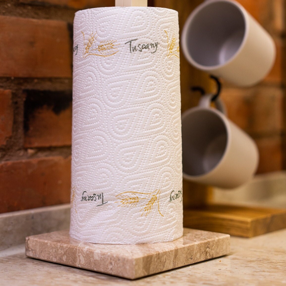 Marblous Krafts Marble Paper Towel Holder – 12.5" Heavyweight Countertop Stand In USA