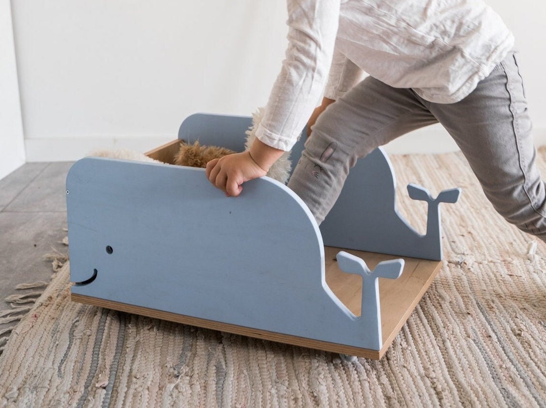 Wooden Toy Box Organizer With Wheels Kids Toys Storage whale Etsy