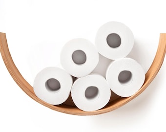 Toilet paper holder wooden shelf wc roll storage wall mount floating rolls unique holders for bathroom wood (SMILE)