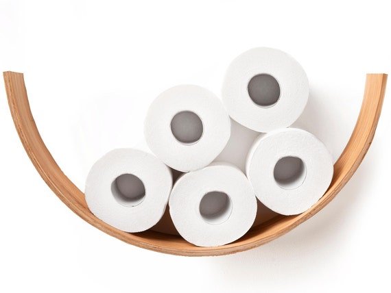 Soporte de papel higiénico, estante de madera, almacenamiento de rollos de  WC, montaje en pared, rollos flotantes, soportes únicos para madera de baño  SMILE -  México