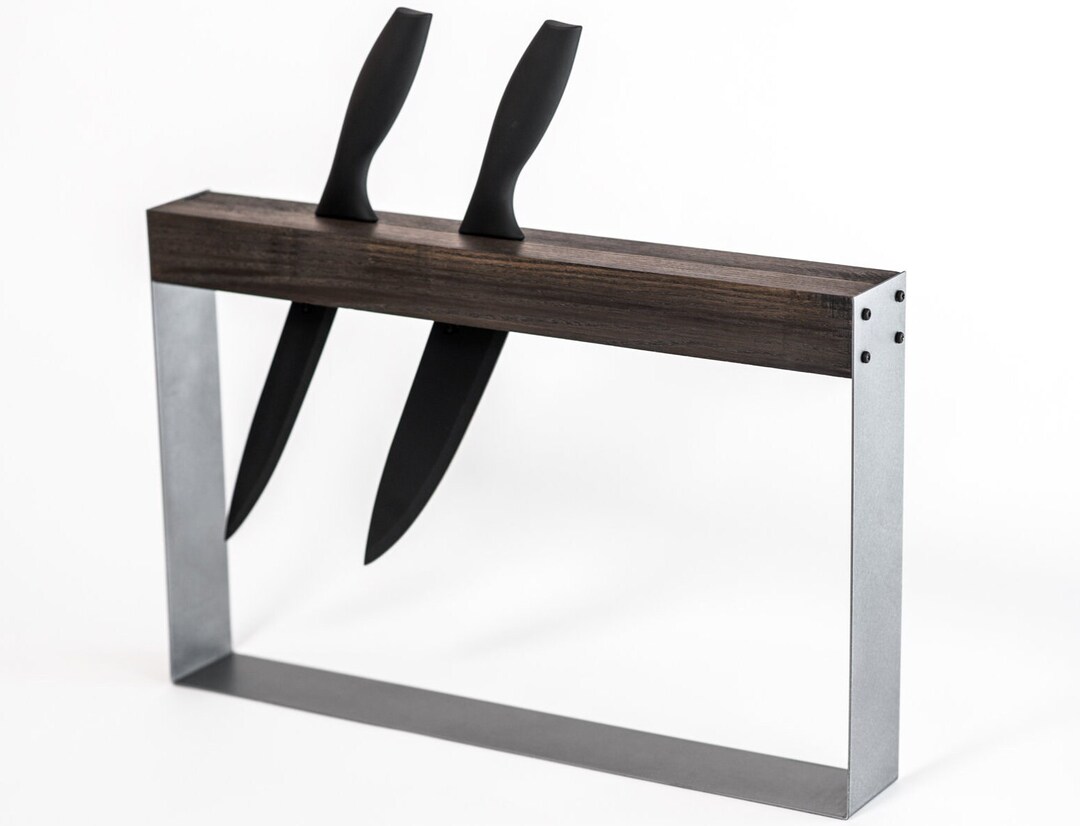 Knife Block Kitchen Holder Stand Knife Rack Standing Organizer Rack Wood and Metal Knife Stand
