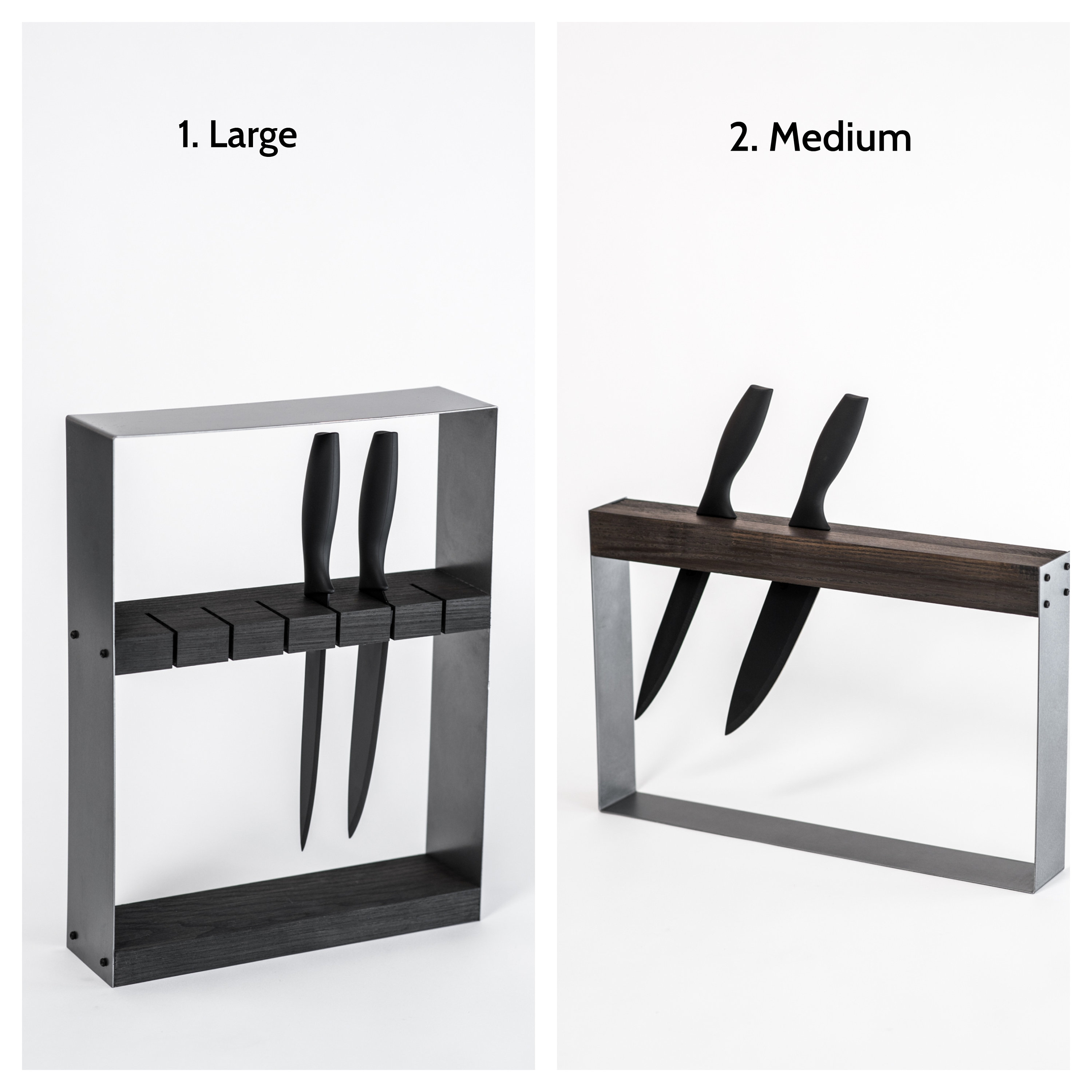 Beowanzk Black Knife Block Without Knives,Kitchen Knife Holder Only No Knives,Universal Empty Knife Storage Rack,Stainless Steel Knife Stand With