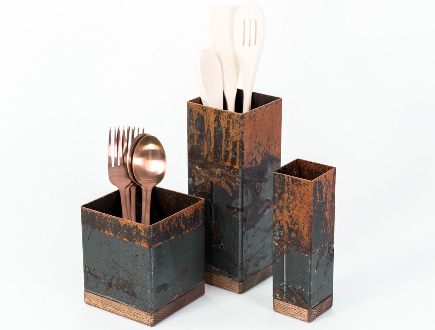 Porte-Ustensiles De Cuisine Européen En Acier Inoxydable - Organisateur Égouttoir 10x13cm Noir, Design Nordique Élégant