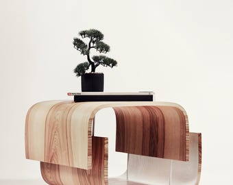 Small Coffee Table from Wood, Modern Accent Tables for Living Room, Rectangle Magazine Rack