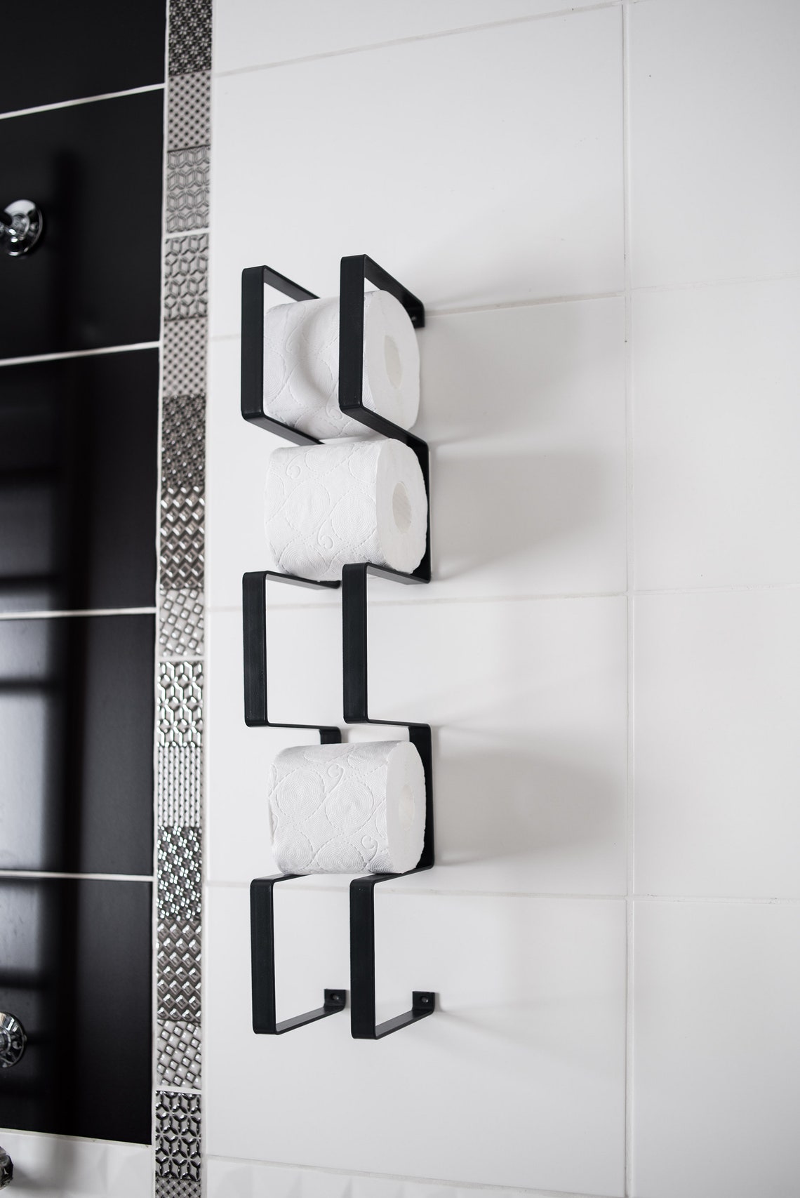 Toilet Paper Holder Shelf Wc Roll Wall Mount Steel Floating Etsy UK