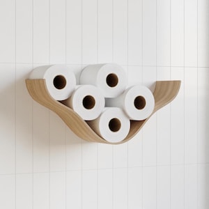 Portarotolo di carta igienica, mensola in legno di quercia, portarotolo WC a forma di nuvola, portarotolo sospeso a parete, supporti unici per il bagno, organizer per carta igienica