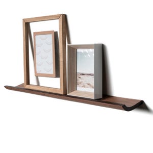 Picture Ledge Shelf, Floating Photo Shelves for Art Record, Narrow Wood Wall Display with Lip