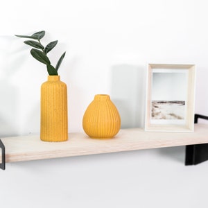 Floating wall shelf brackets Wooden metal hanging geometric book wandregal wall shelves wood modern handmade furniture image 7