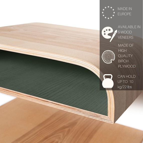 Wandmontiertes Nachttischregal Aus Holz 25x17x9cm - Schwimmender Organizer Für Telefon Brille Bücher