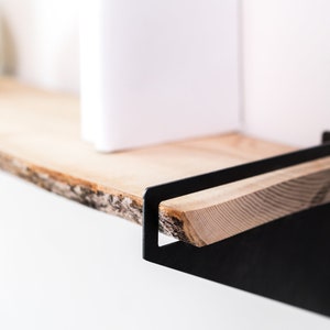 Floating wall shelf brackets Wooden metal hanging geometric book wandregal wall shelves wood modern handmade furniture image 4