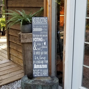 No Soliciting Tall Wood Sign No Solicitation Wood Sign No Etsy