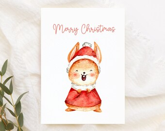 Weihnachten Hase POSTKARTE - DIN A6 - Karte, Geschenk, Grußkarte, Tiere, Kaninchen, Haustier, Feiertage, Merry Christmas, Frohe Weihnachten