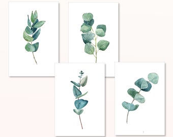 Eukalyptus Zweige POSTKARTE - DIN A6 - Karte, Geschenk, Bild, Garten, Floral, Print, Grußkarte, Post, Grün, Geburtstag, Set