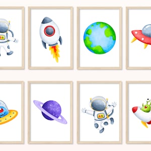 CARTEL de astronauta - DIN A5, A4 - impresión de arte, impresión, mural, habitación para niños, regalo, bebé, espacio, planetas, nave espacial, extraterrestre