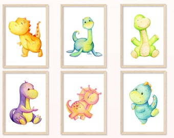 Dinosaur POSTER - DIN A5, A4 - Print, Mural, for children, Children's room, Gift, Baby, Baby room, Dino, Boy, Girls, colorful, Animals