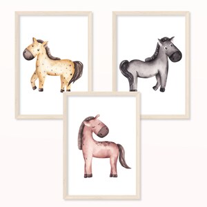 Póster Caballos - A5 y A4 - Póster infantil cuadro pared habitación infantil cuadro imágenes infantiles regalo equitación niña caballo niña animal póster