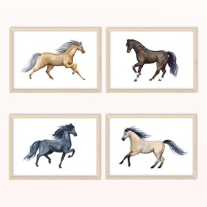 Póster Caballos - A5 y A4 - Póster infantil cuadro pared habitación infantil cuadro imágenes infantiles regalo equitación niña caballo niña animal póster