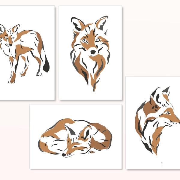Fuchs POSTCARD - DIN A6 - Card, Gift, Picture, Print, Greeting Card, Foxes, Forest, Animals, Abstract, Nature, Forest Animals
