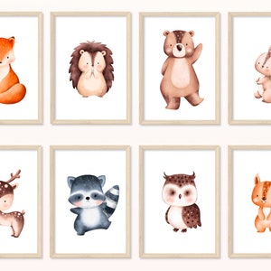 Waldtiere POSTER DIN A5, A4 Art print, Print, Mural, Children's room, Gift, Picture, Baby, Animals, Bear, Fox, Raccoon, Rabbit, Forest Print 1 - 8