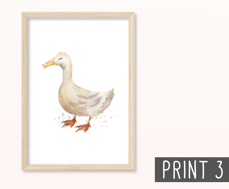 Bauernhof POSTER DIN A5, A4 Print, Wandbild, für Kinder, Kinderzimmer, Baby, Babyzimmer, Ente, Farm, Schaf, Schwein, Sonnenblume, Huhn Print 3