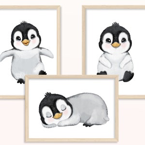 Baby Penguin POSTER - DIN A5, A4 - impresión de arte, impresión, mural, cuadros infantiles, habitación infantil, niño, niña, animales, bebé, bautismo, nacimiento