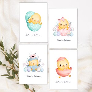 CARTOLINA DI PASQUA Tedesca - DIN A6 - Cartolina, Regalo, Immagine, Pasqua, Pulcino, Uovo, Festività, Regalo, Stampa, Biglietto d'auguri, Posta, Set
