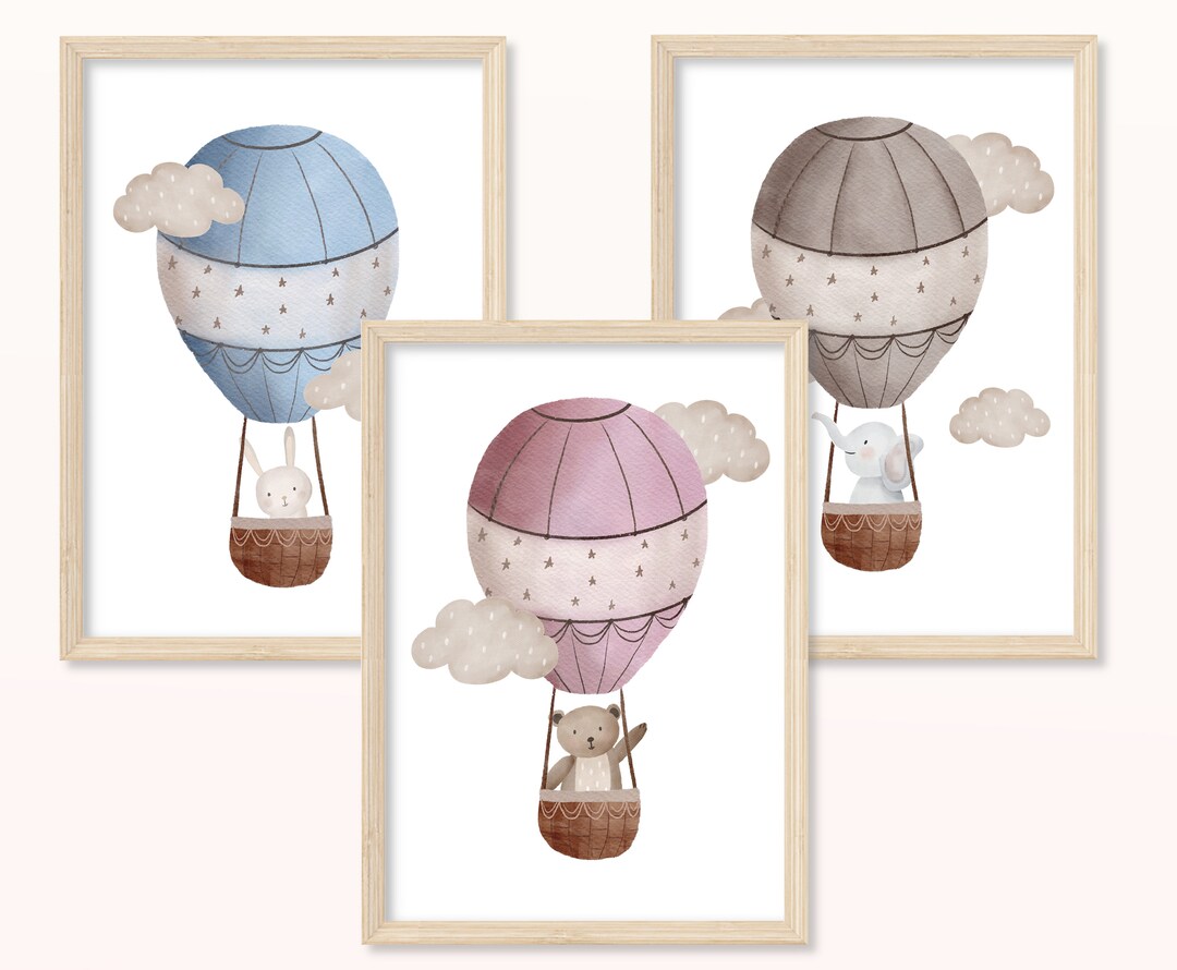 Hot Air Balloon POSTER DIN A5, A4 Art Print, Print, Mural, Children's ...